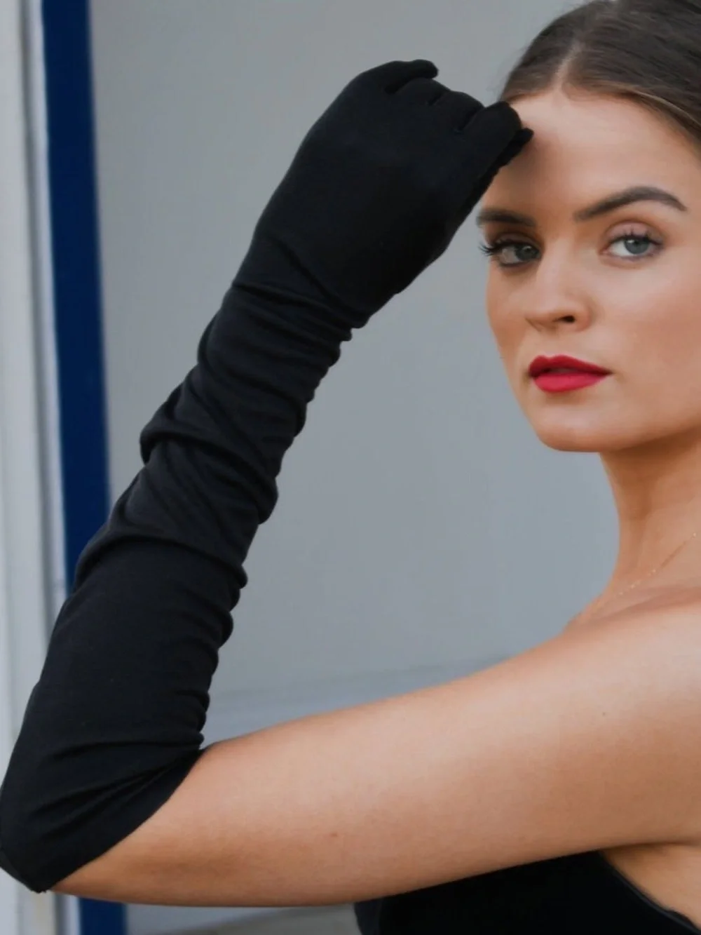 Vintage Black Satin Opera Gloves - Over The Elbow Long Formal Evening Gloves